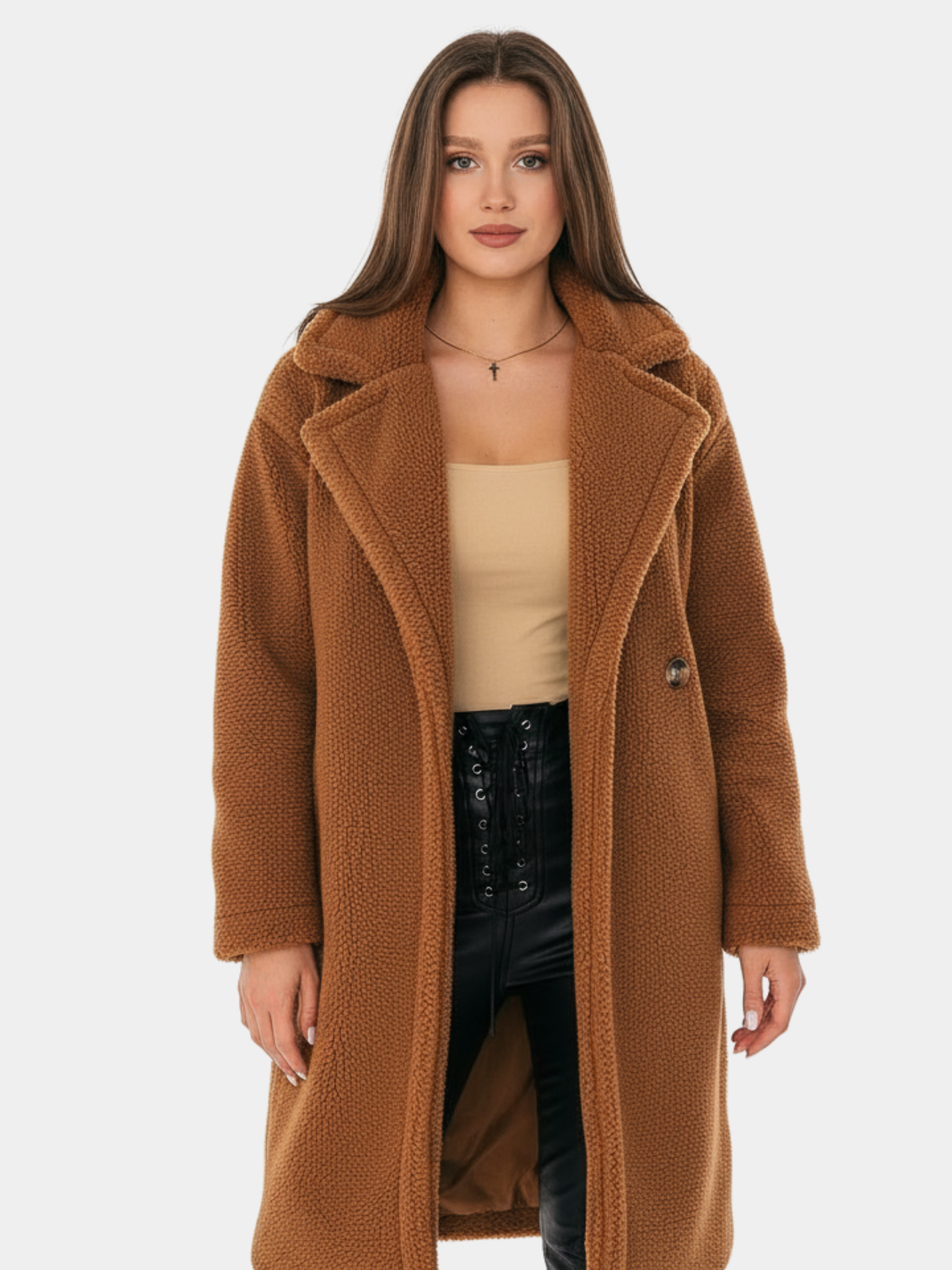 Women’s Plush Lapel Winter Overcoat