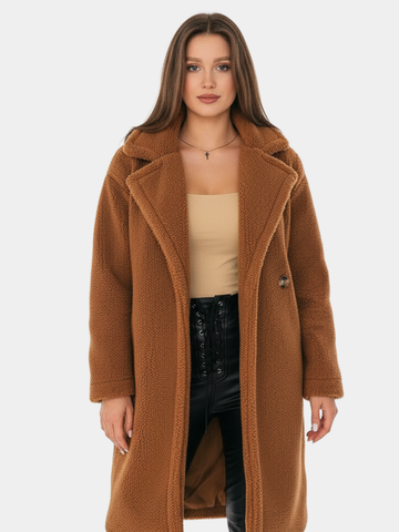 Women’s Plush Lapel Winter Overcoat